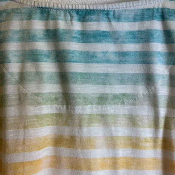 CJ Banks Women’s Multi Color Striped Cotton High Low Hem Scoop neck 1X - Picture 7 of 10